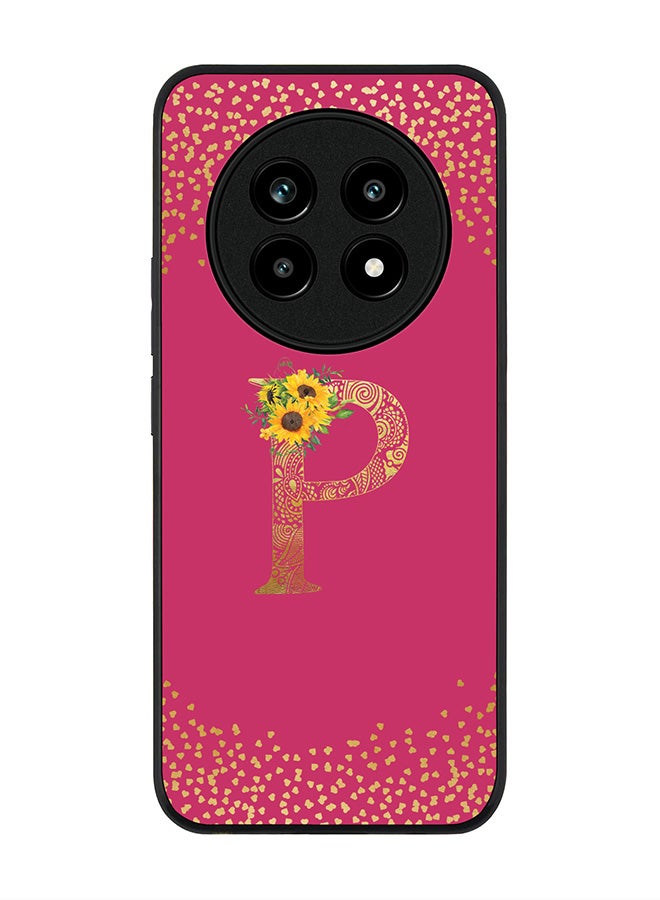 For Realme 13 Pro / 13 Pro+ Case,Slim fit Camera Protection, Shockproof Thin Phone cover  - Custom Floral Monogram - P ( Deep Pink )